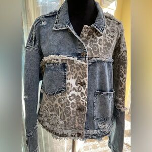 New Button Front Distressed Jean Jacket